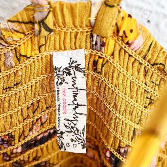 Free People One Step Ahead Yellow Floral Maxi Dress Sz XS - Picture 4 of 4